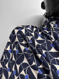 Italian Geometric Viscose Twill Challis - L'Etoffe Fabrics LLC