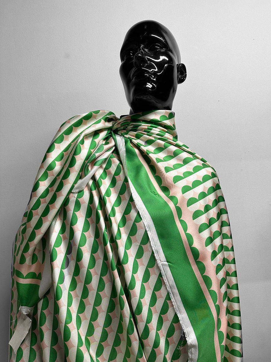 Italian Geomteric Silk Scarf Print Twill Viscose - L'Etoffe Fabrics LLC