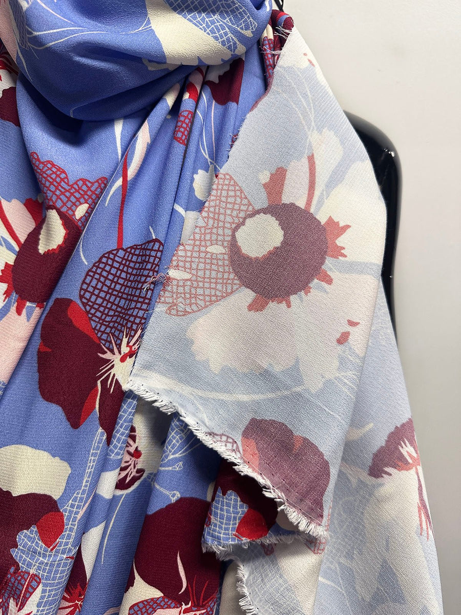 Italian Graphic Floral Print Crepe - L'Etoffe Fabrics LLC