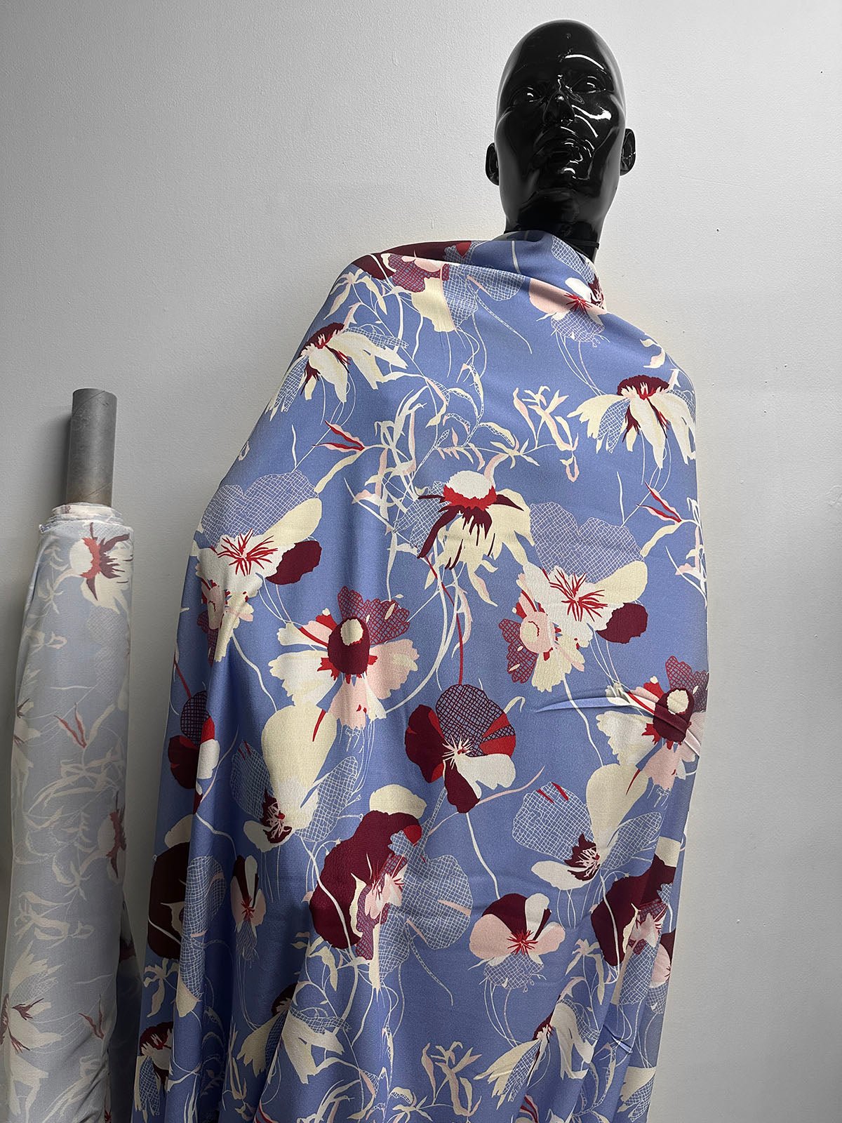 Italian Graphic Floral Print Crepe - L'Etoffe Fabrics LLC