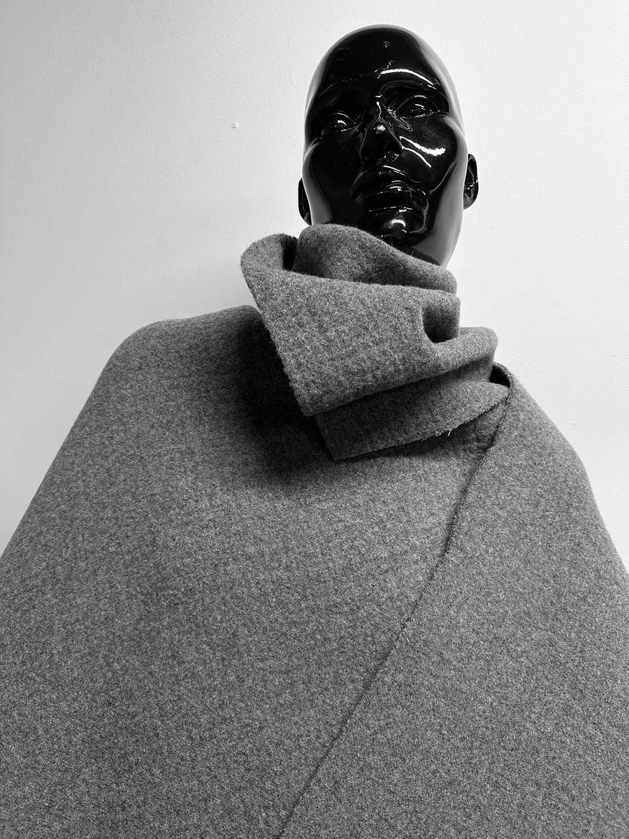 Italian Grey Boiled Wool Cashmere Double Coating Fabric - L'Etoffe Fabrics LLC