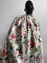 Italian Hammered Silk Charmeuse Floral Print - L'Etoffe Fabrics LLC