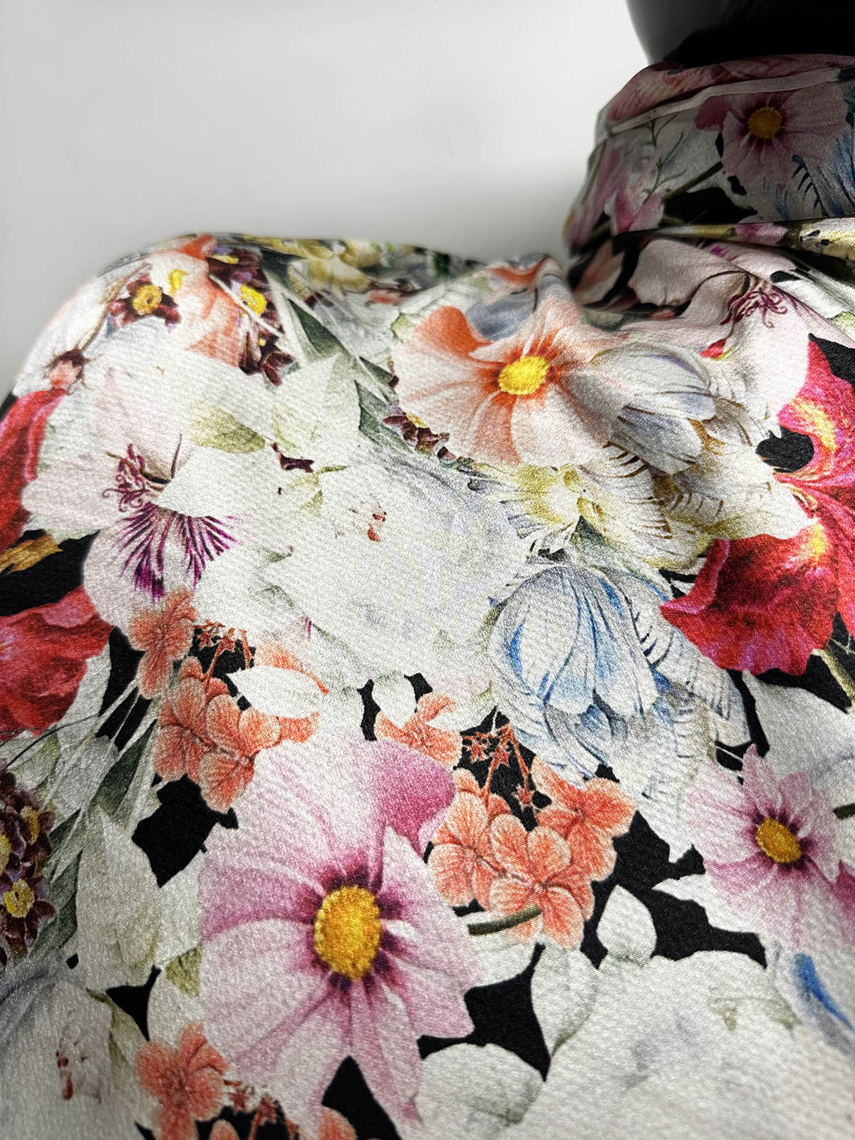 Italian Hammered Silk Charmeuse Floral Print - L'Etoffe Fabrics LLC