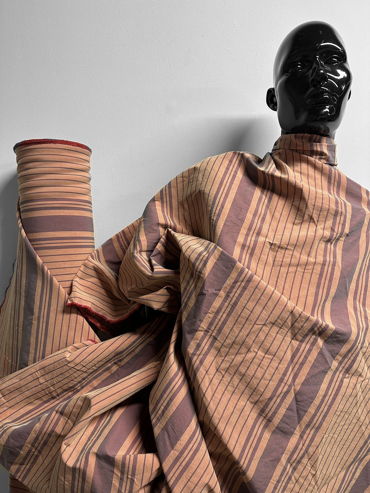 Italian Heavy Striped Two Tone Cotton Stripe SPring Coating - L'Etoffe Fabrics LLC