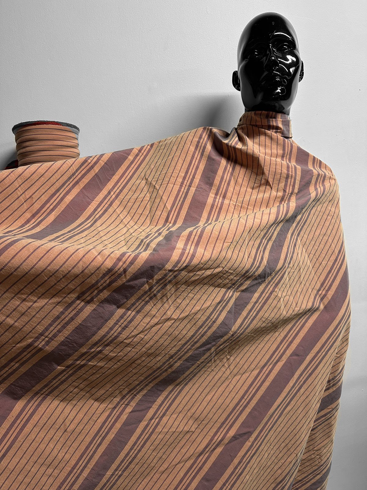 Italian Heavy Striped Two Tone Cotton Stripe SPring Coating - L'Etoffe Fabrics LLC