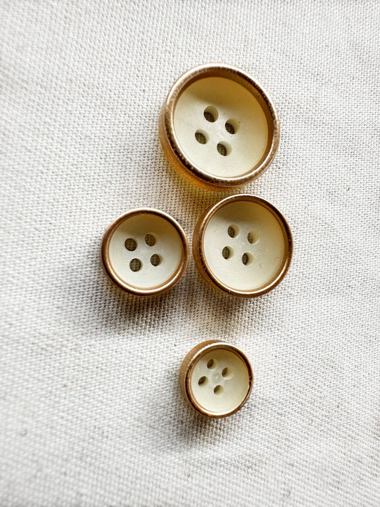 Italian Ivory Brass Rimmed Shirts Buttons - L'Etoffe Fabrics LLC