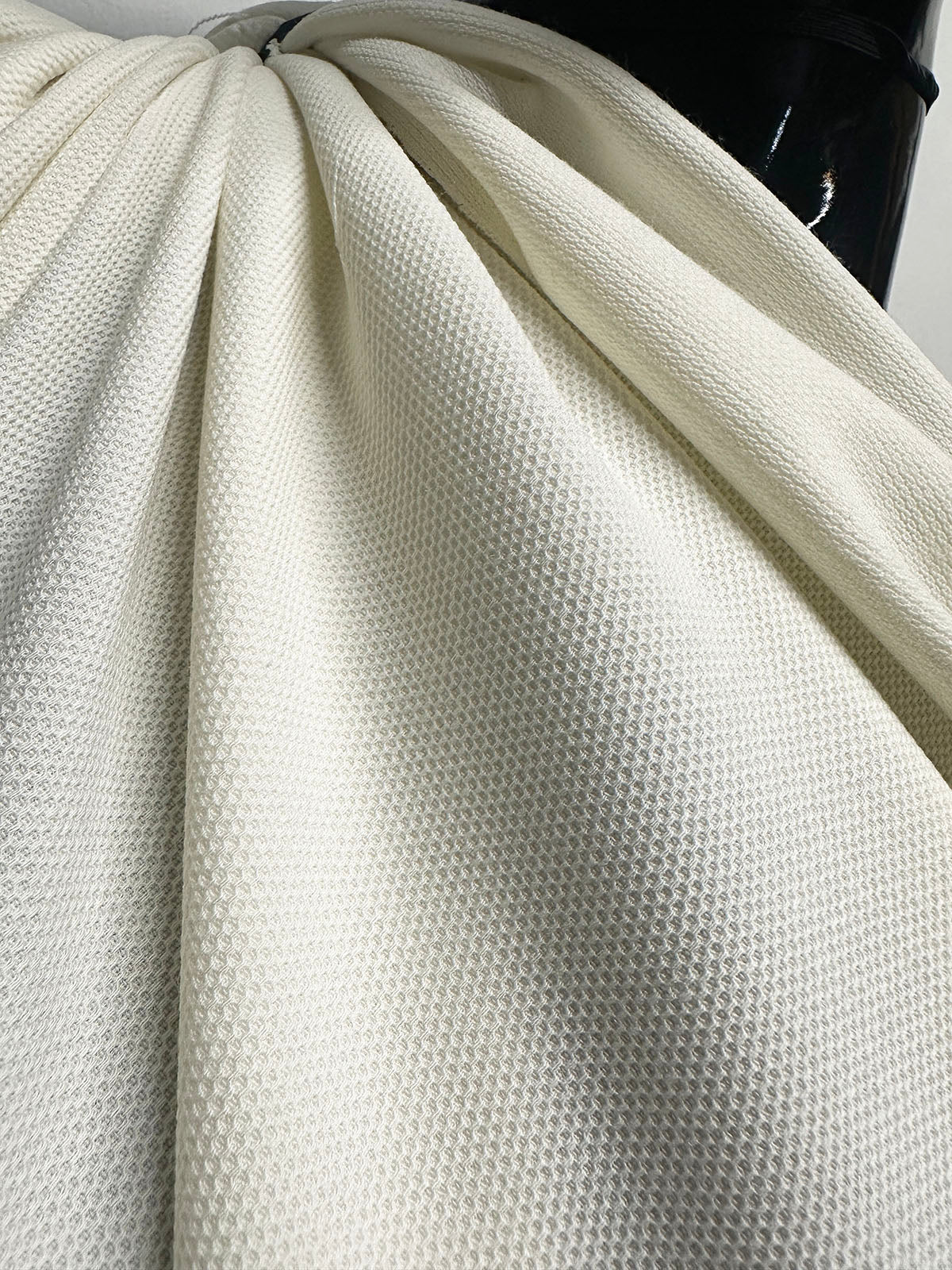Italian Ivory Stretch Wool Pique - L'Etoffe Fabrics LLC