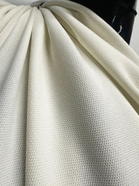 Italian Ivory Stretch Wool Pique - L'Etoffe Fabrics LLC