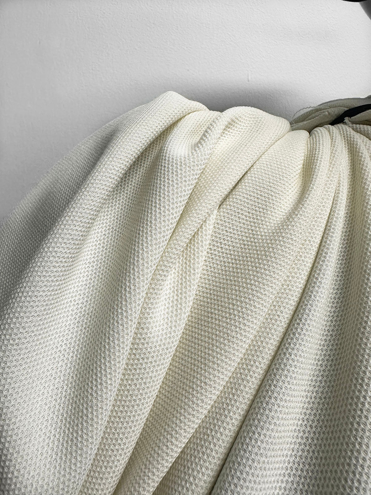 Italian Ivory Stretch Wool Pique - L'Etoffe Fabrics LLC