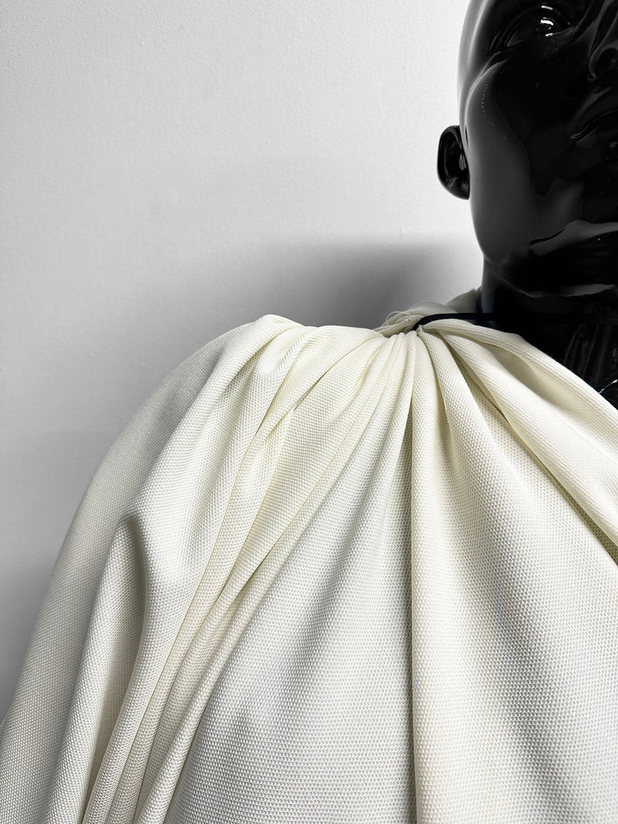Italian Ivory Stretch Wool Pique - L'Etoffe Fabrics LLC