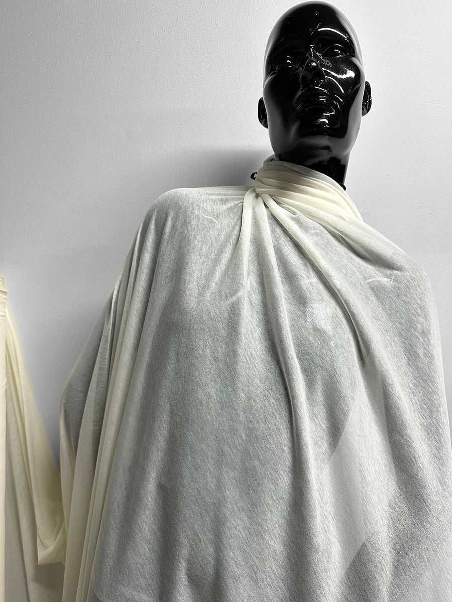 Italian Ivory Tissue Weight Cotton Jersey - L'Etoffe Fabrics LLC