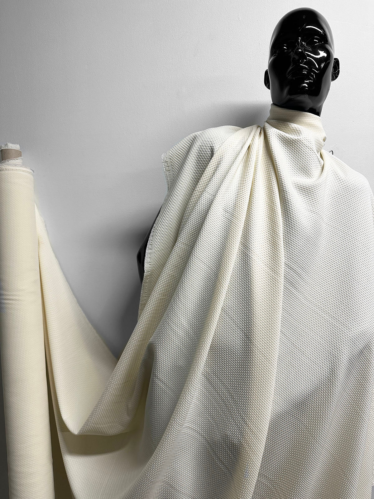 Italian Ivory Wool Modern Matlassè - L'Etoffe Fabrics LLC