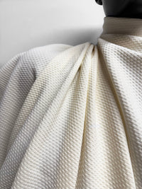 Italian Ivory Wool Modern Matlassè - L'Etoffe Fabrics LLC