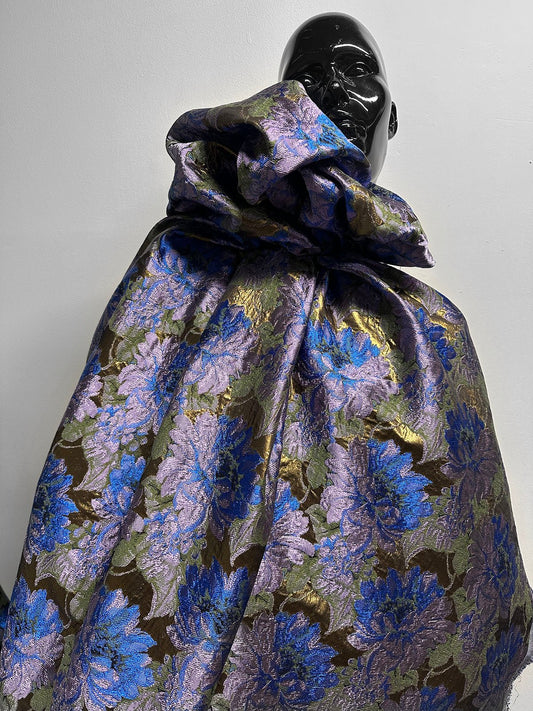 Italian Lavender Olive Satin Brocade - L'Etoffe Fabrics LLC