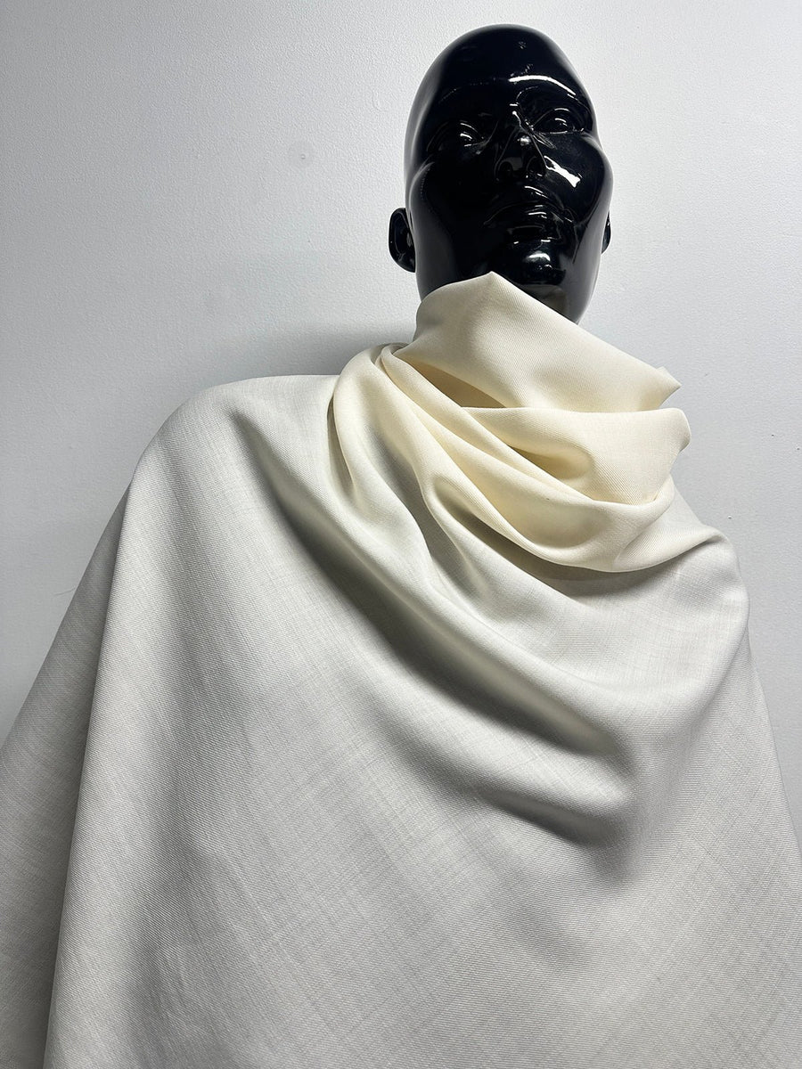 Italian Light Airy Ivory Twill Undyed Wool - L'Etoffe Fabrics LLC