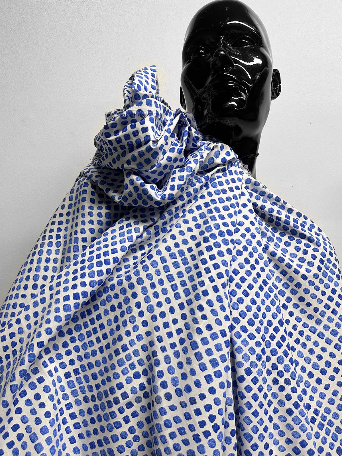 Italian Light Poplin Moonstone Print Blue Fabric - L'Etoffe Fabrics LLC