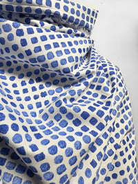 Italian Light Poplin Moonstone Print Blue Fabric - L'Etoffe Fabrics LLC