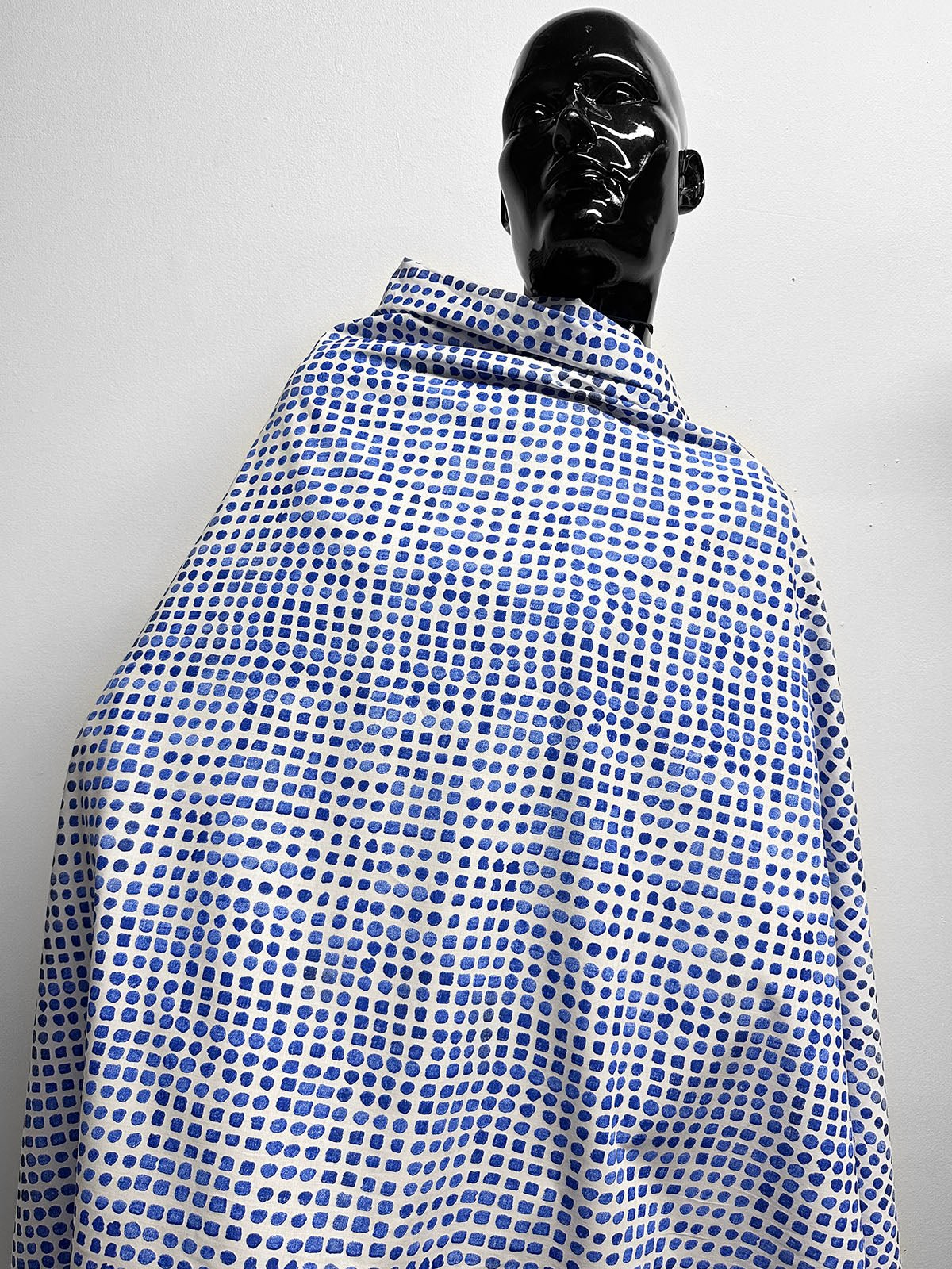 Italian Light Poplin Moonstone Print Blue Fabric - L'Etoffe Fabrics LLC