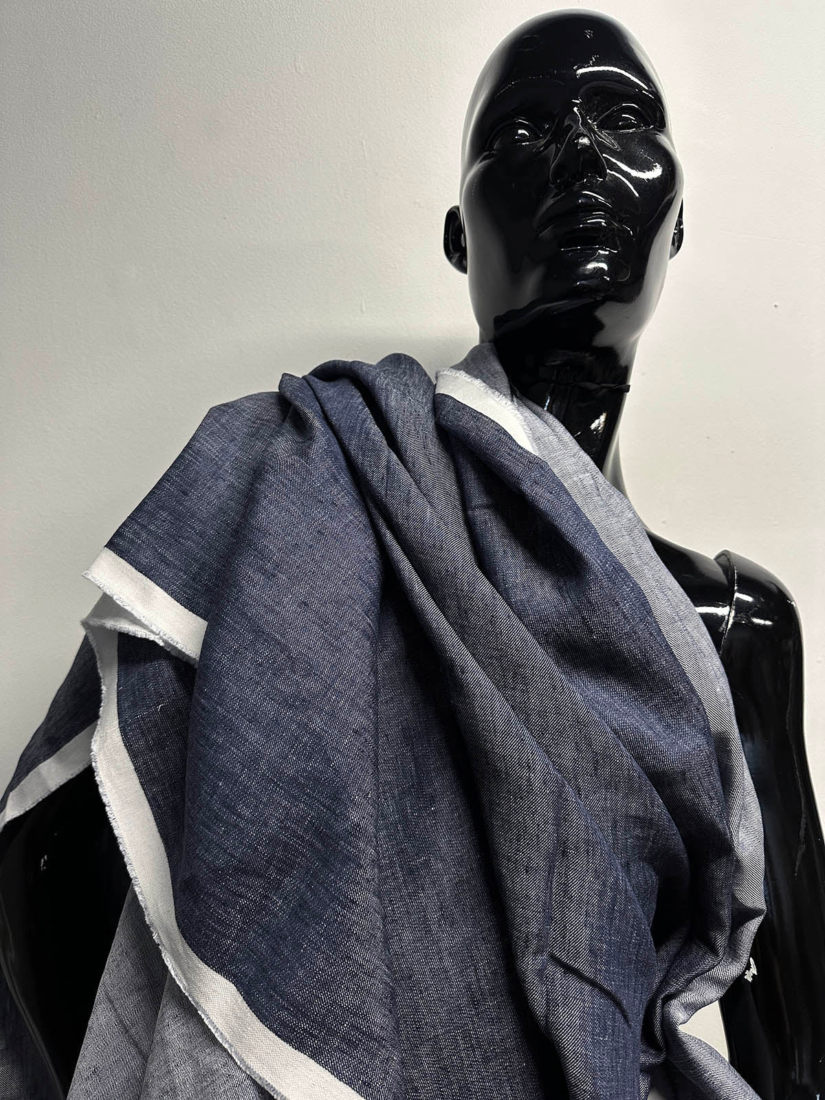 Italian Linen Cross Hatch Indigo Shirting - L'Etoffe Fabrics LLC
