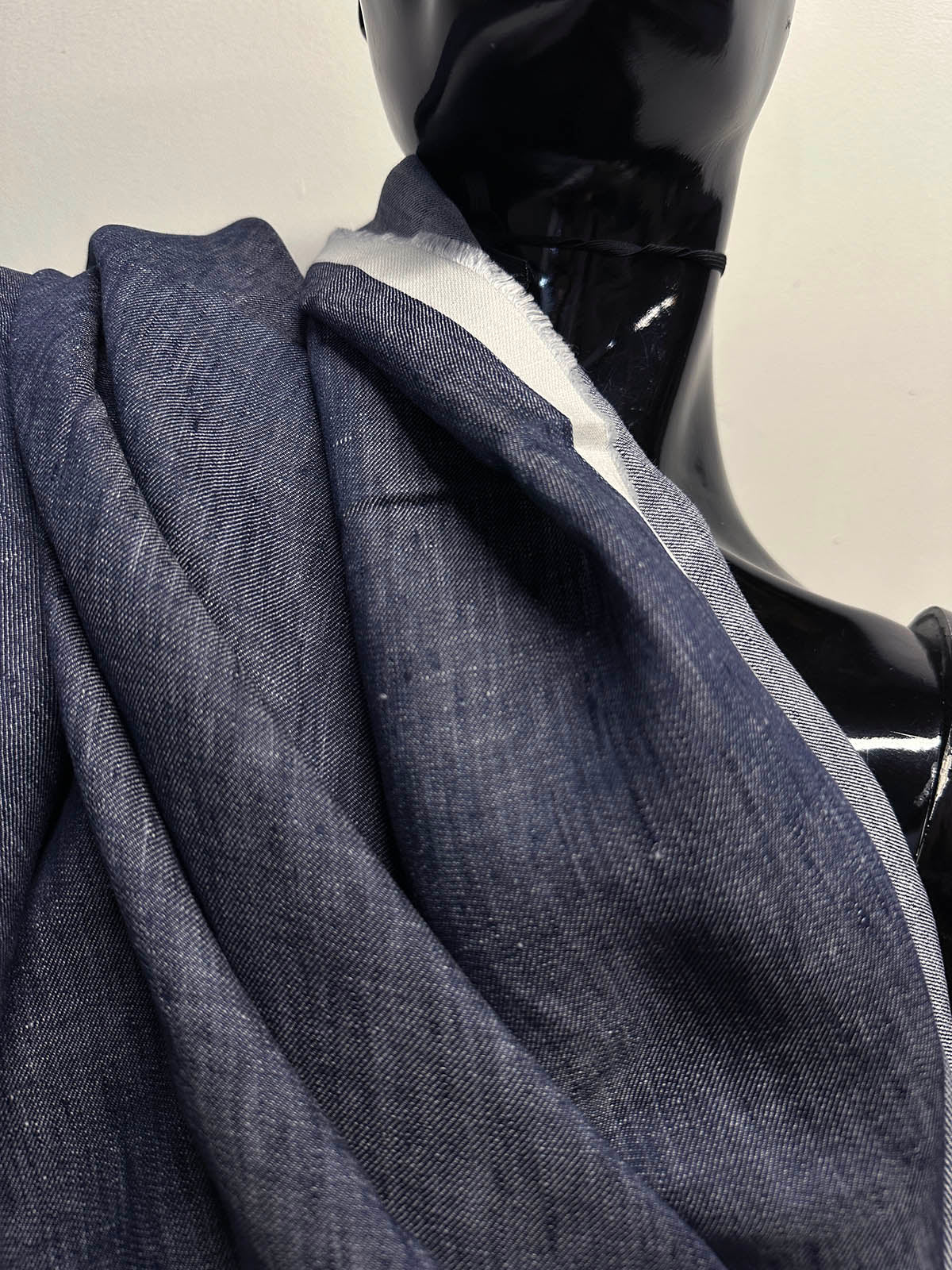 Italian Linen Cross Hatch Indigo Shirting - L'Etoffe Fabrics LLC