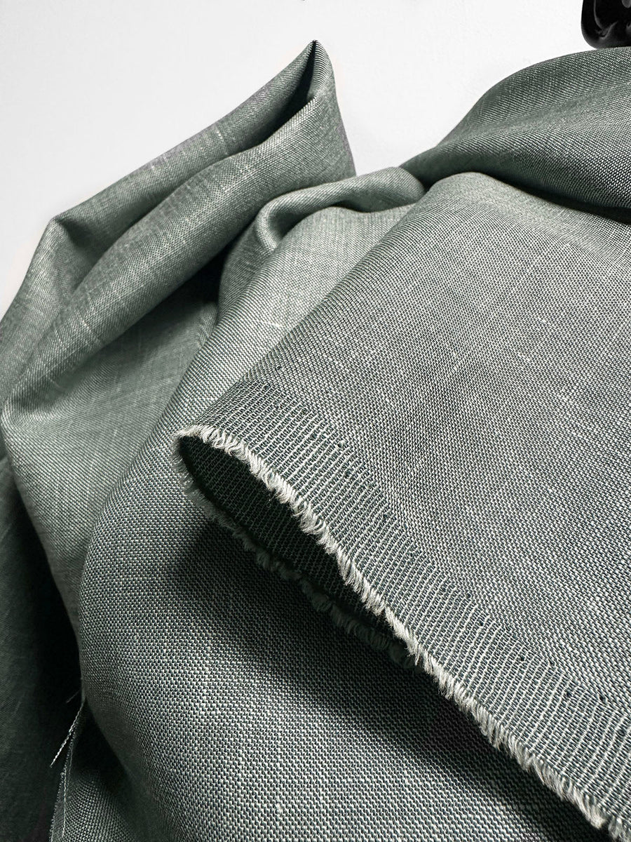 Italian Linen Wool Silk Blend - Sage - L'Etoffe Fabrics LLC