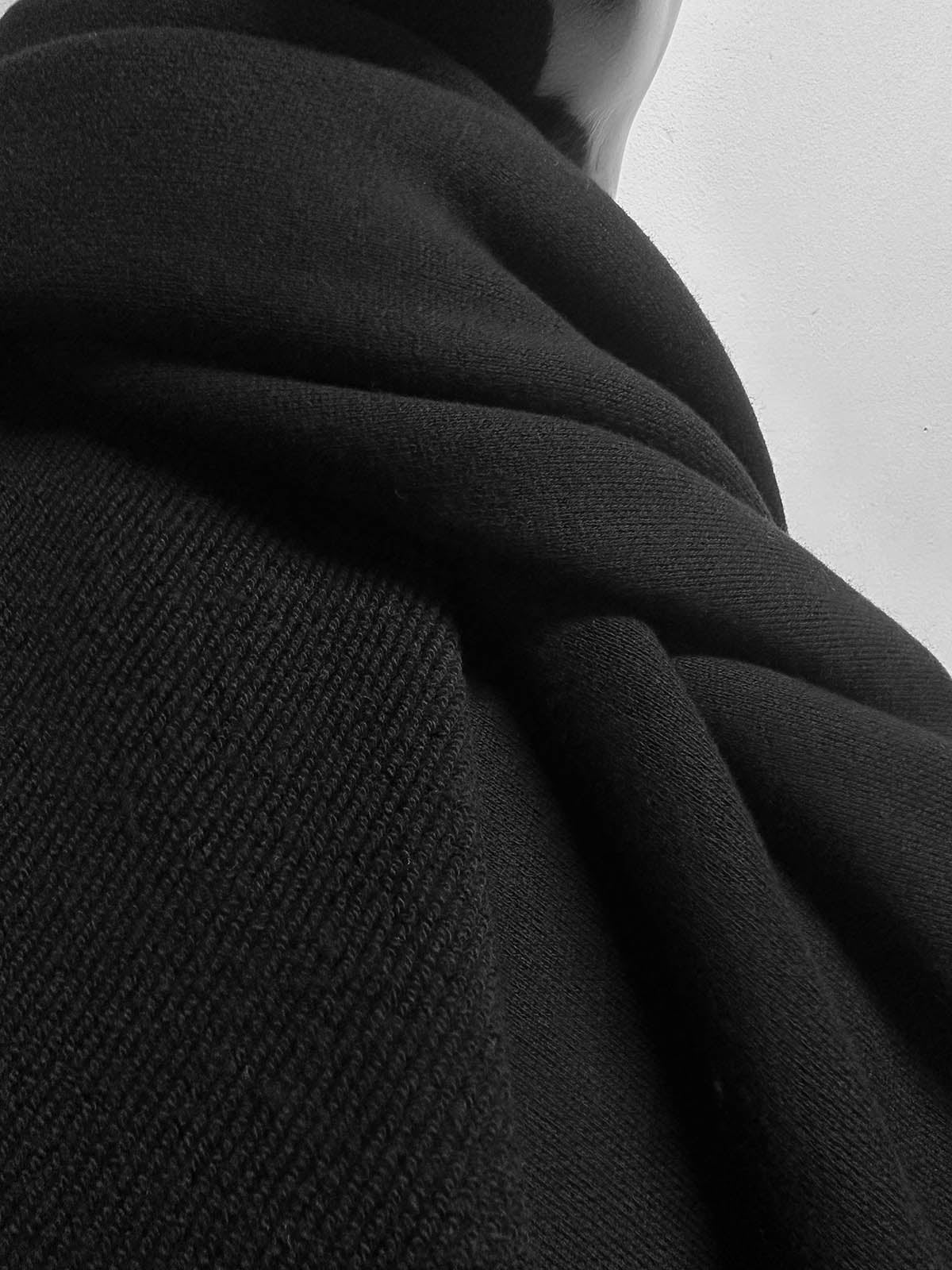 Italian Luxury Cotton Cashmere 5% French Terry Black - L'Etoffe Fabrics LLC