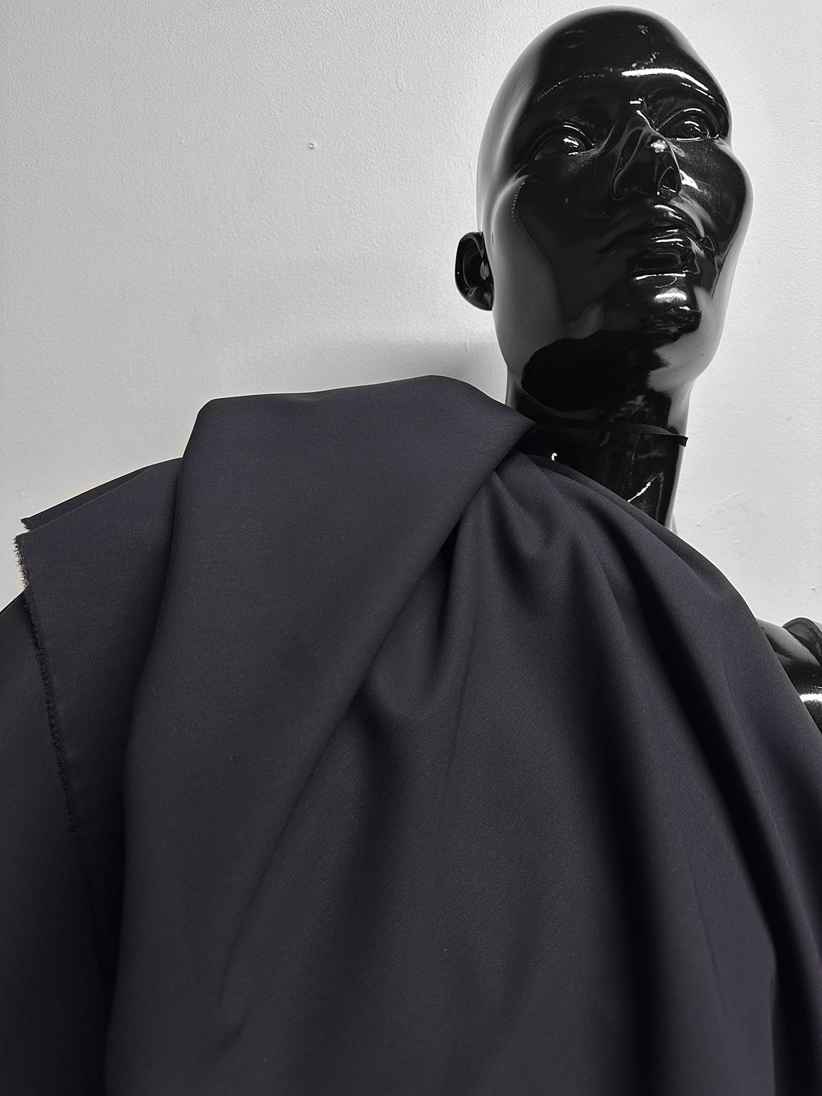Italian Luxury Cotton Gabardine Crepe Suiting - Navy - L'Etoffe Fabrics LLC