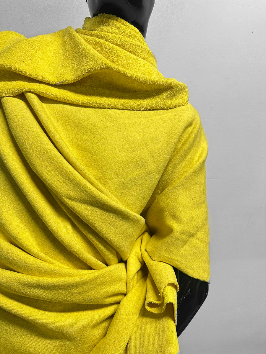 Italian Luxury Designer French Terry Heathered Yellow - L'Etoffe Fabrics LLC