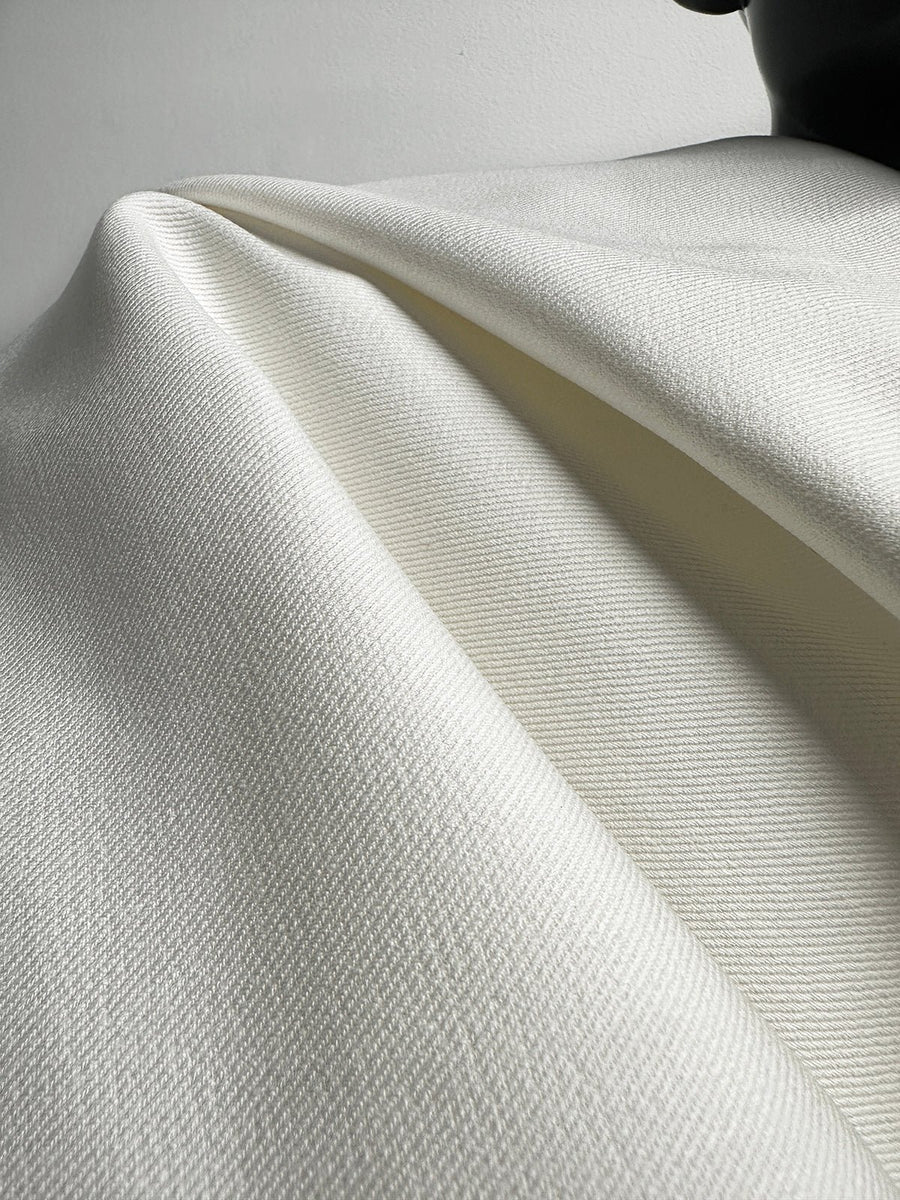 Italian Luxury Designer Refined Warm White Jean Twill - L'Etoffe Fabrics LLC