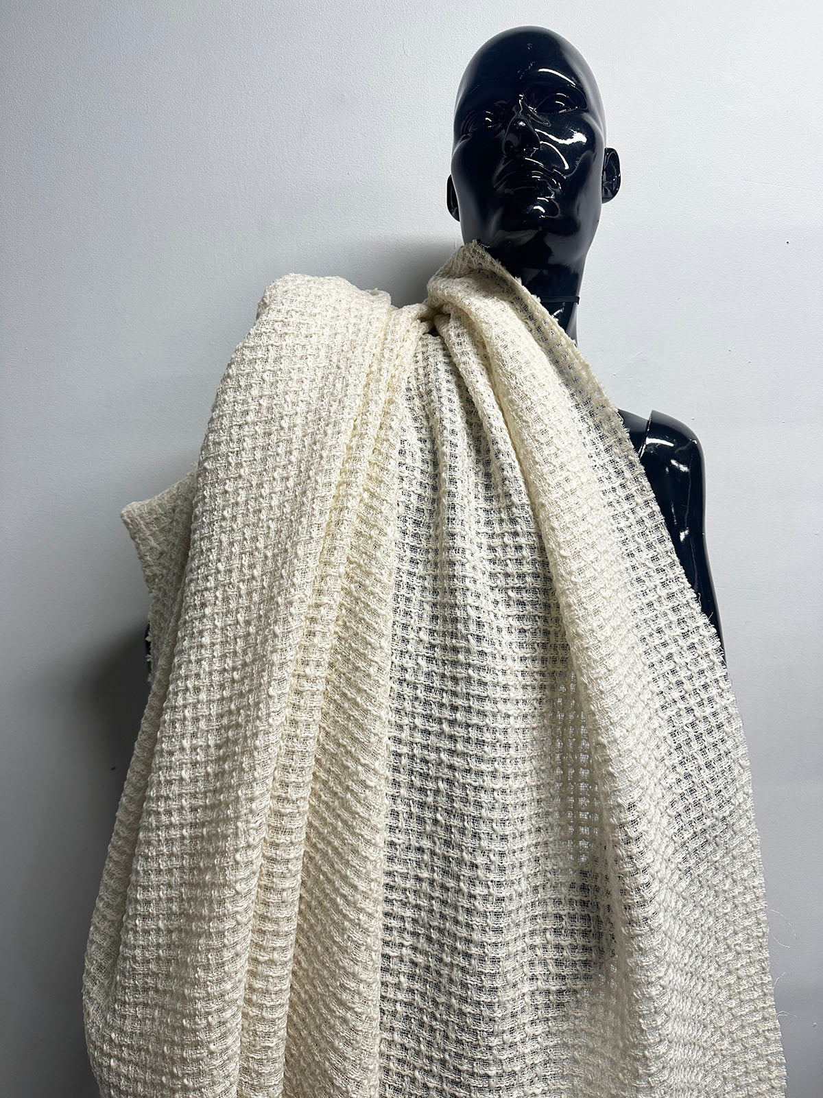 Italian Luxury Ivory Virgin Wool Tweed - L'Etoffe Fabrics LLC