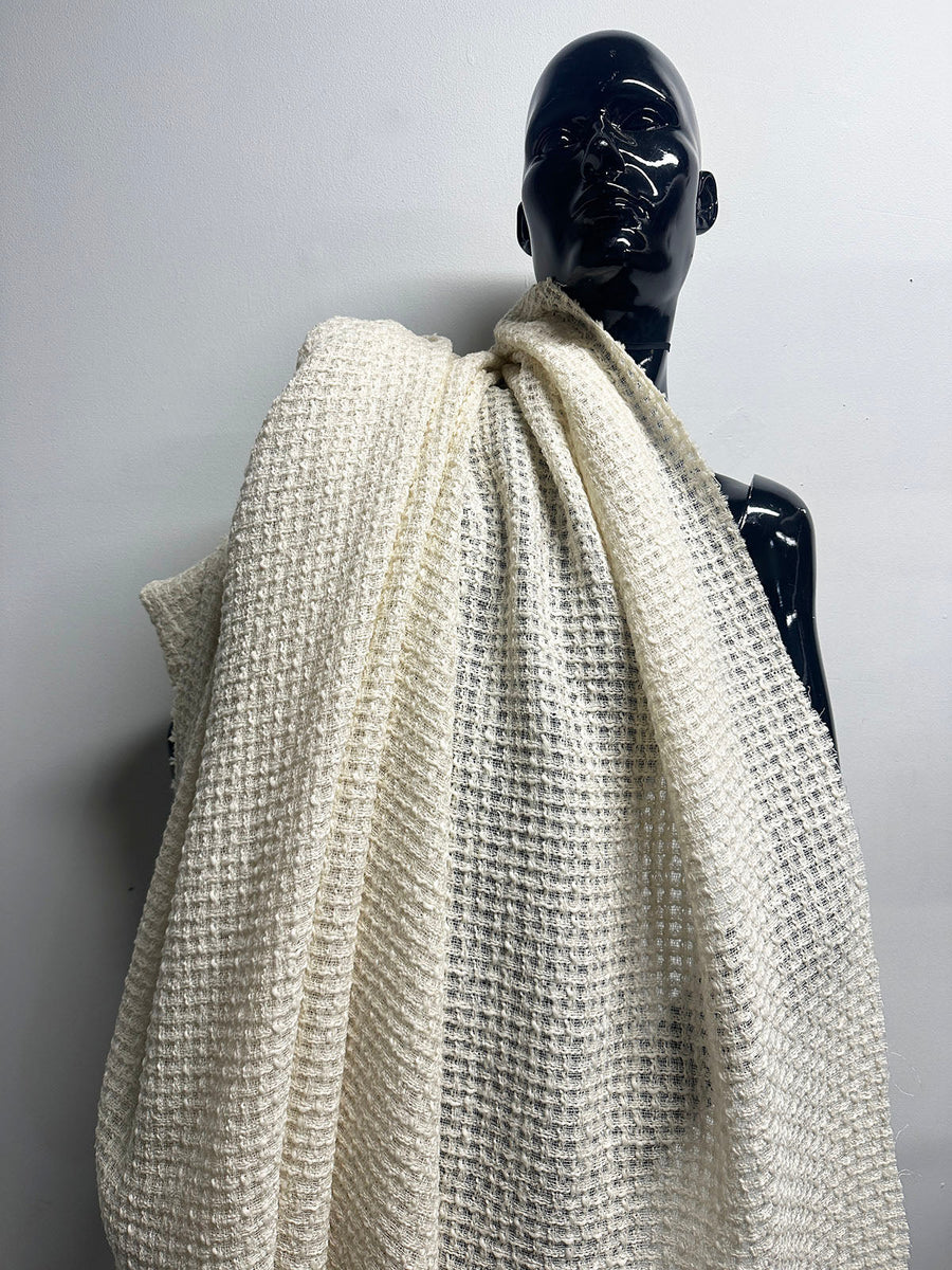 Italian Luxury Ivory Virgin Wool Tweed - L'Etoffe Fabrics LLC
