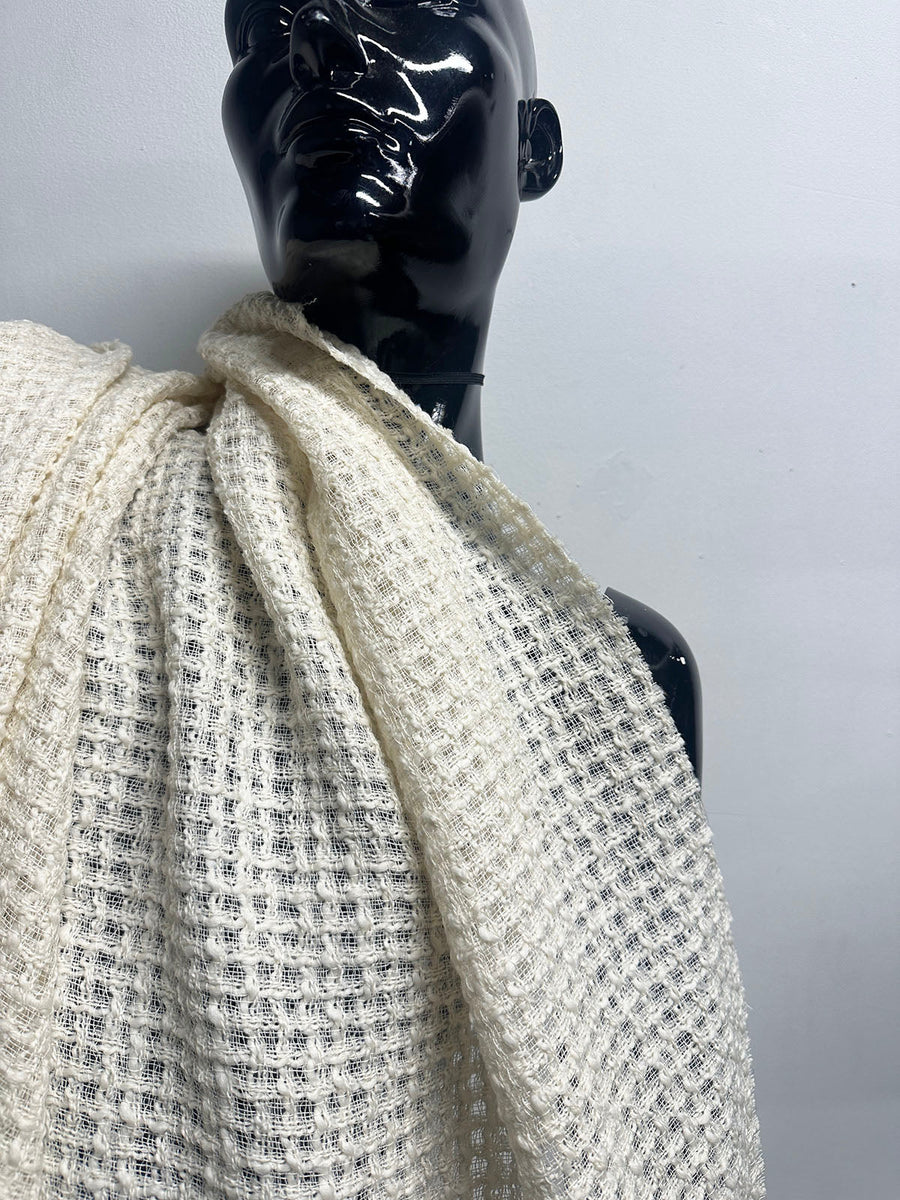 Italian Luxury Ivory Virgin Wool Tweed - L'Etoffe Fabrics LLC