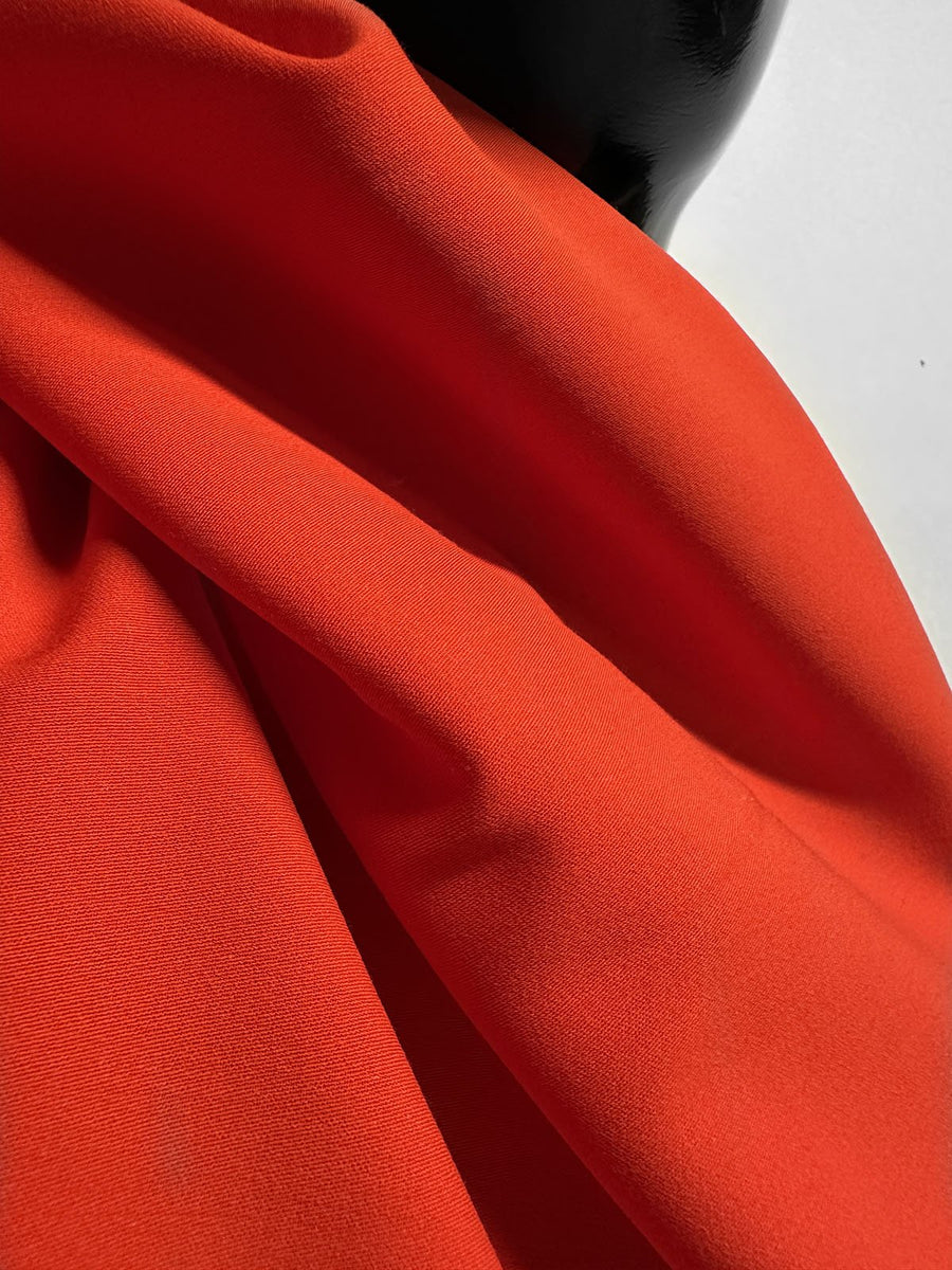 Italian Luxury Red Cotton Gabardine Crepe Suiting - L'Etoffe Fabrics LLC