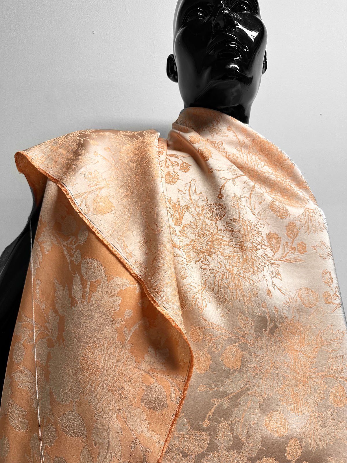 Italian Luxury Wildflower Satin Peach Jaquard - L'Etoffe Fabrics LLC