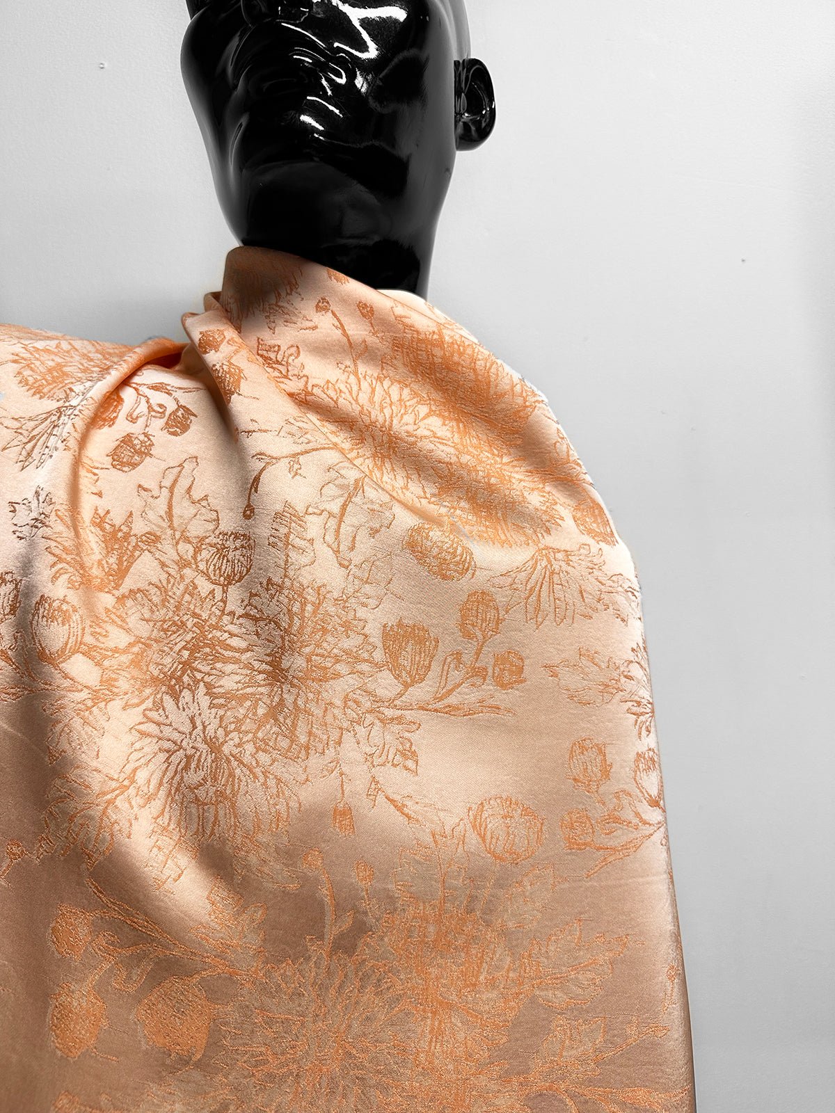 Italian Luxury Wildflower Satin Peach Jaquard - L'Etoffe Fabrics LLC