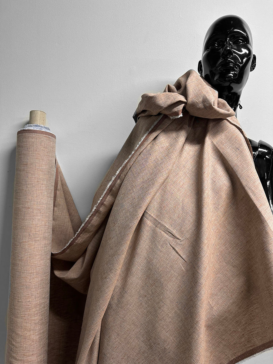 Italian Melange Linen Suiting Fabric - Sand - L'Etoffe Fabrics LLC
