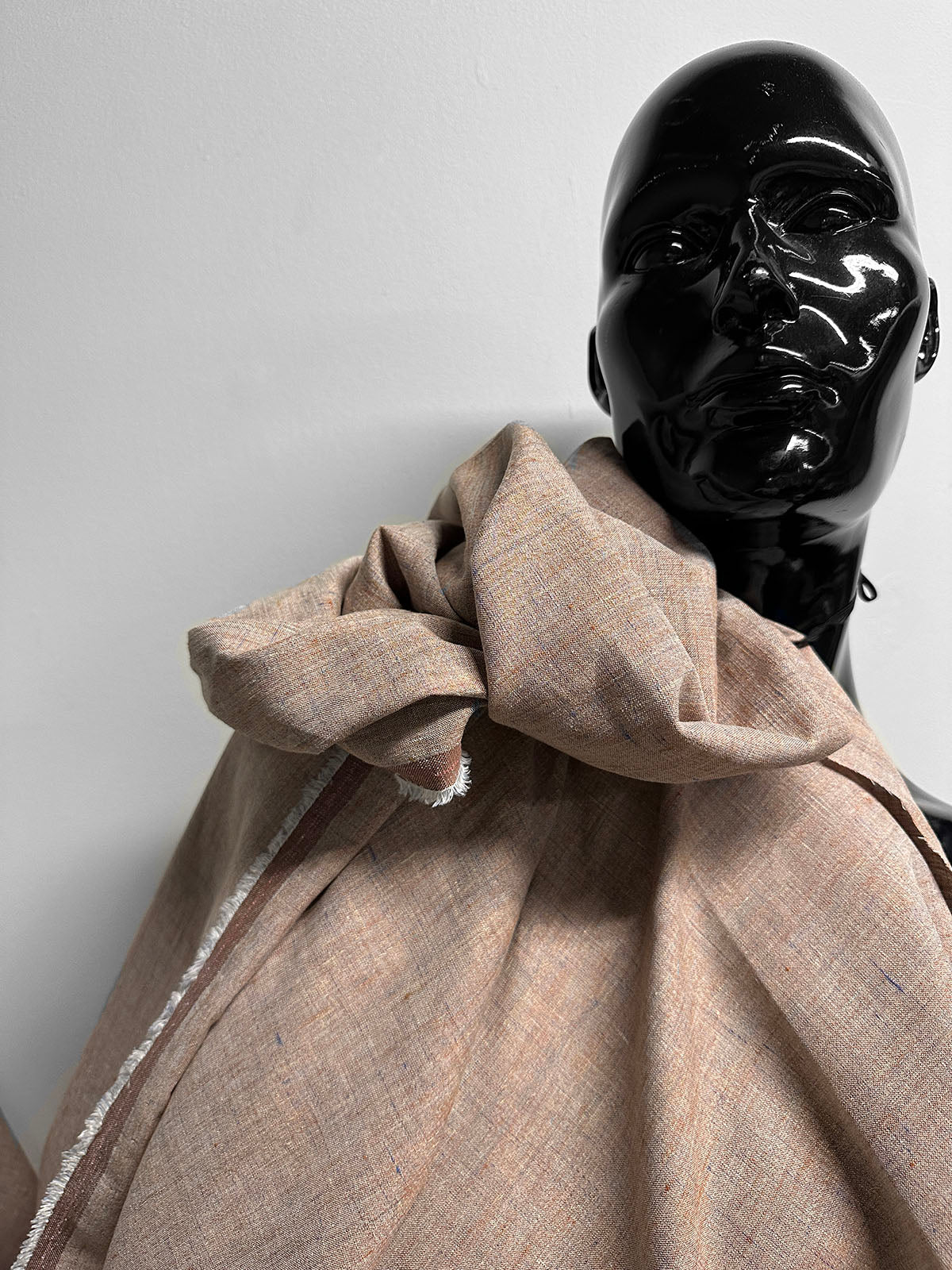 Italian Melange Linen Suiting Fabric - Sand - L'Etoffe Fabrics LLC