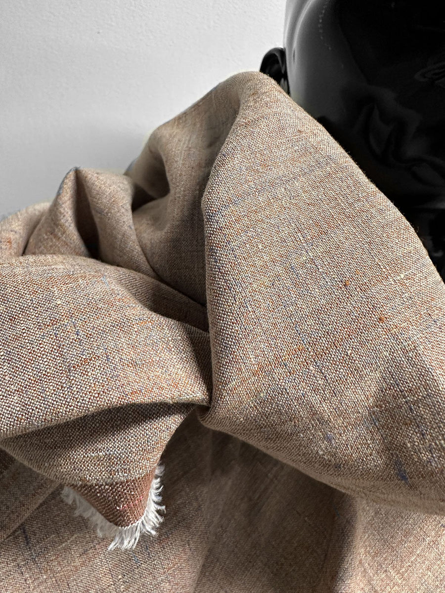 Italian Melange Linen Suiting Fabric - Sand - L'Etoffe Fabrics LLC