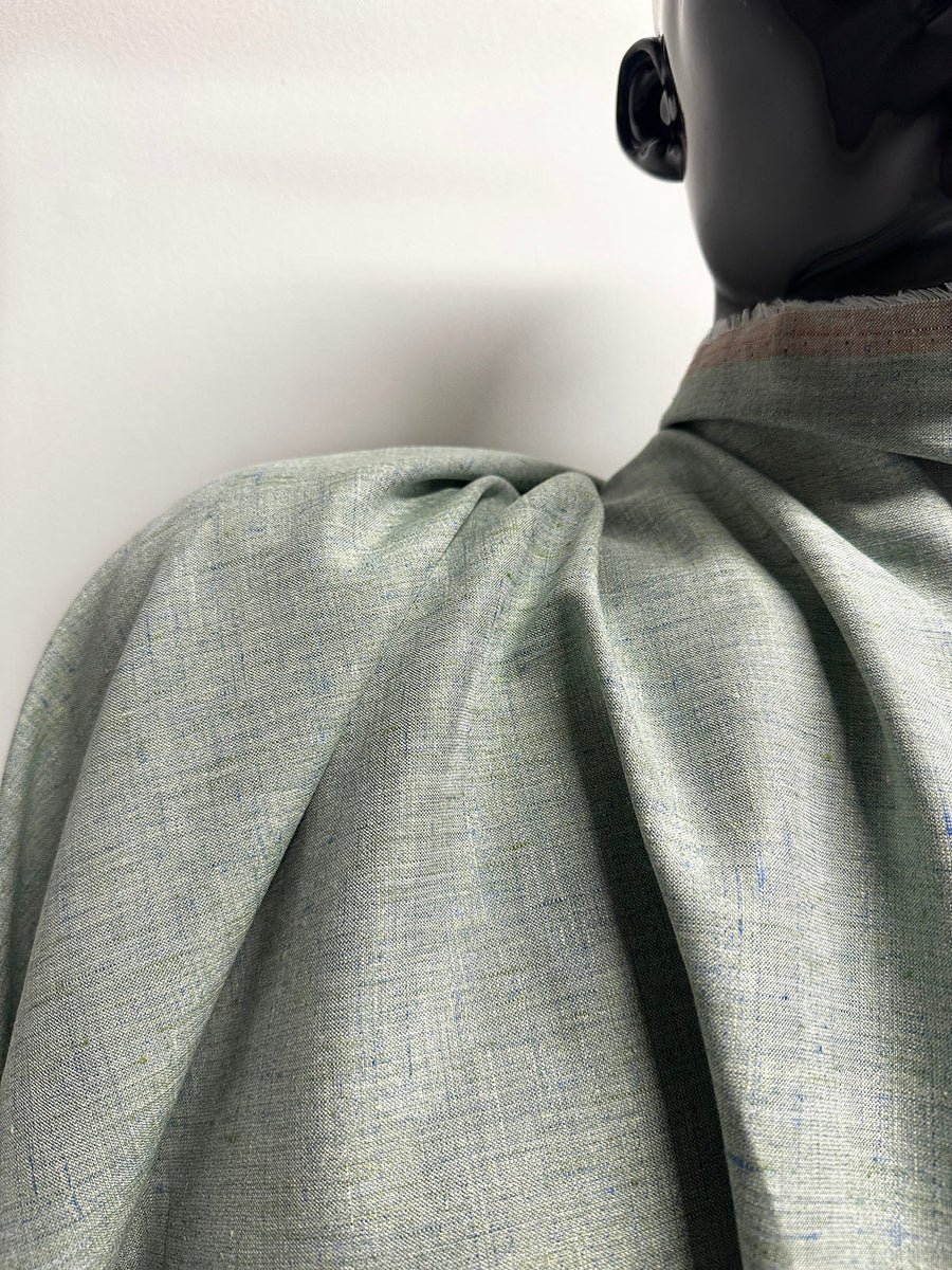 Italian Melange Linen Suiting Fabric - Seafoam - L'Etoffe Fabrics LLC