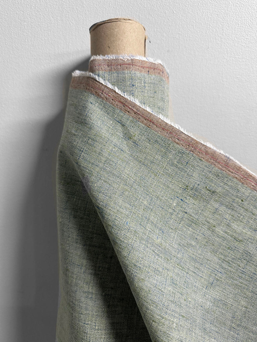 Italian Melange Linen Suiting Fabric - Seafoam - L'Etoffe Fabrics LLC