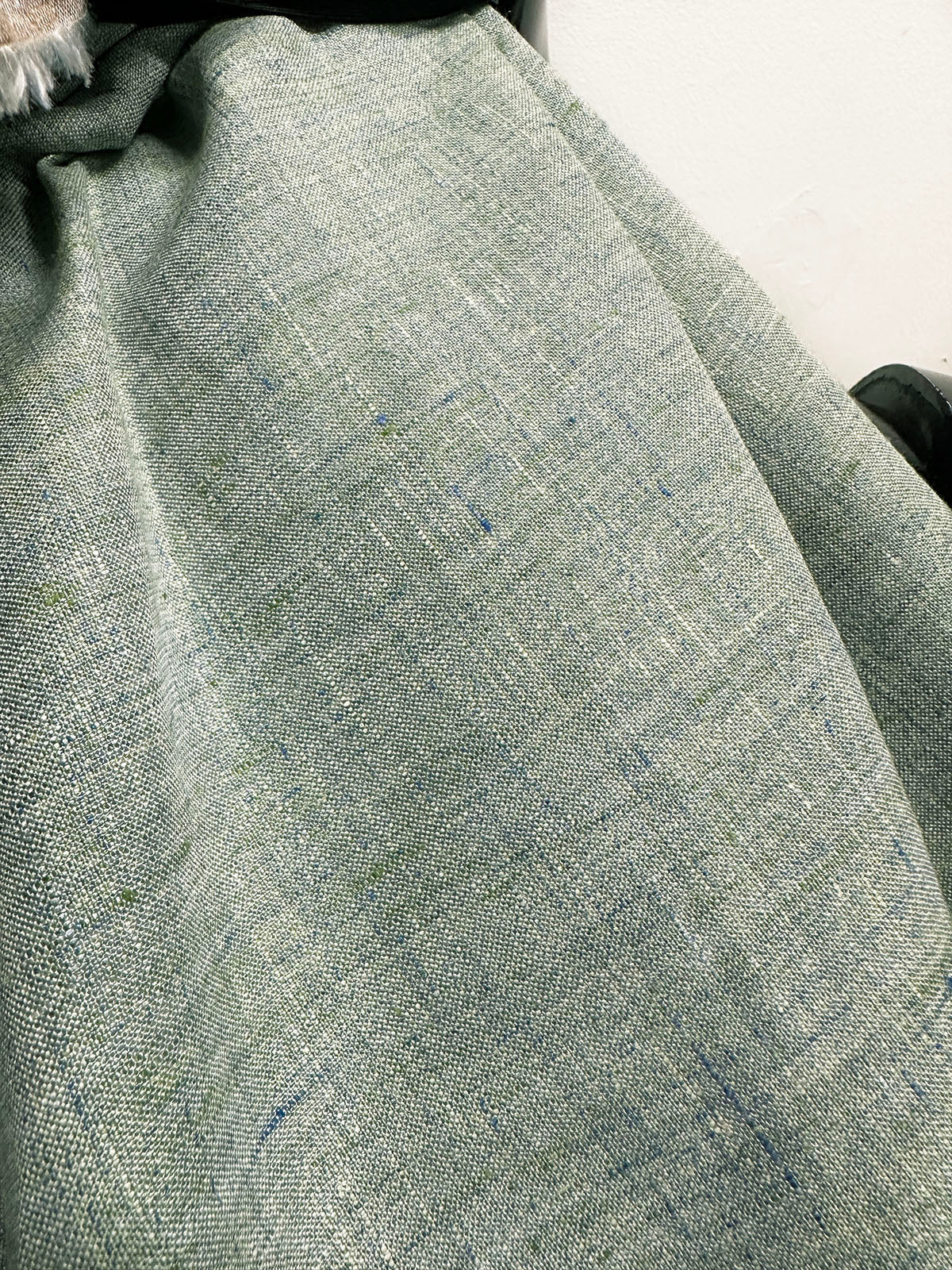 Italian Melange Linen Suiting Fabric - Seafoam - L'Etoffe Fabrics LLC