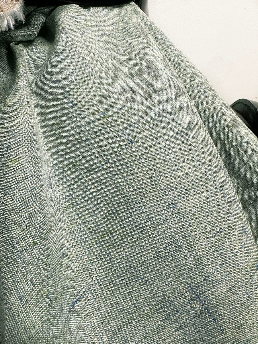 Italian Melange Linen Suiting Fabric - Seafoam - L'Etoffe Fabrics LLC