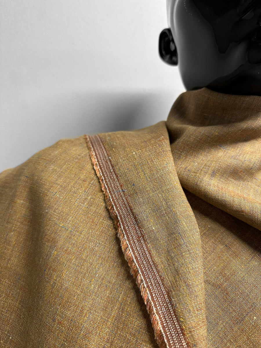 Italian Melange Linen Suiting Fabric - Sienna - L'Etoffe Fabrics LLC