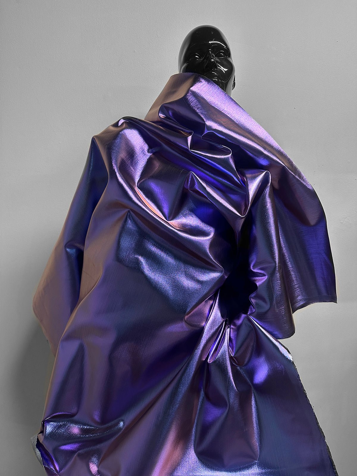 Italian Metallic Designer Laminated Denim - Purple - L'Etoffe Fabrics LLC