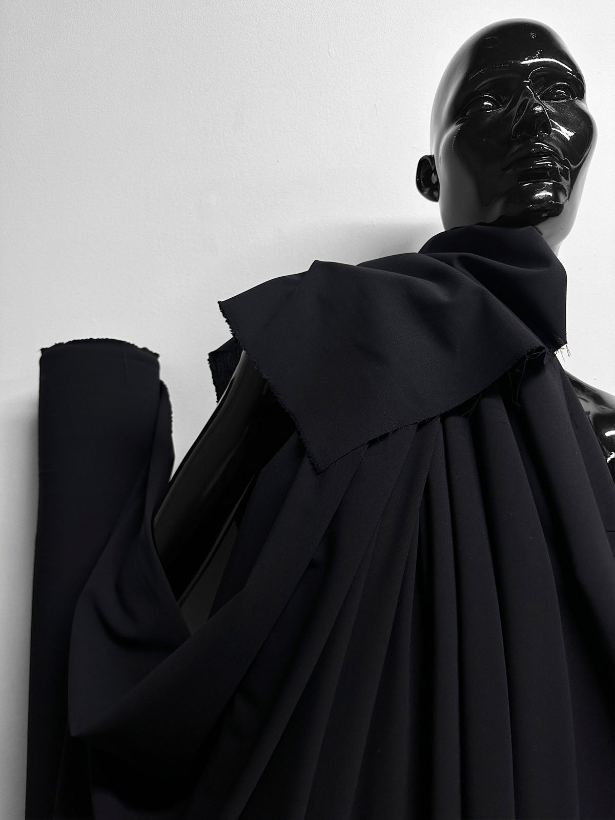 Italian Midnight Stretch Wool Crepe - L'Etoffe Fabrics LLC