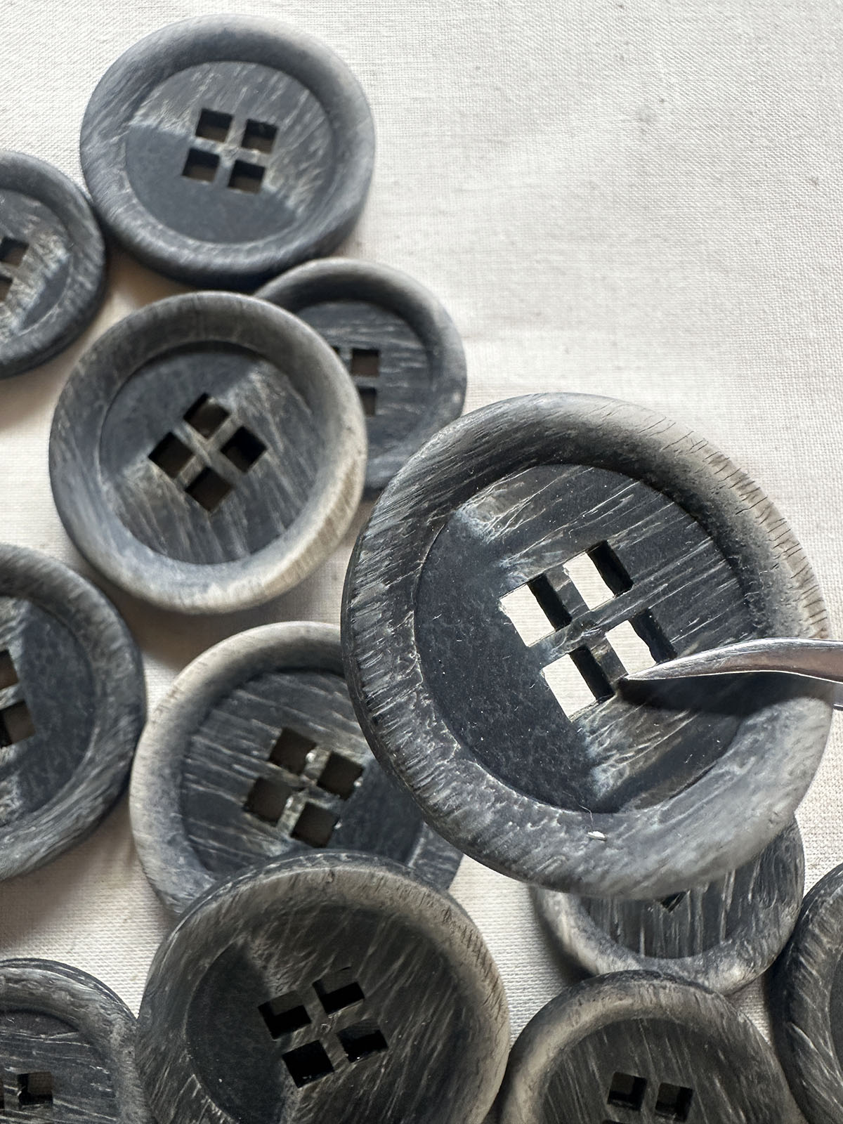 Italian Modern Brushed Square Hole Buttons - L'Etoffe Fabrics LLC