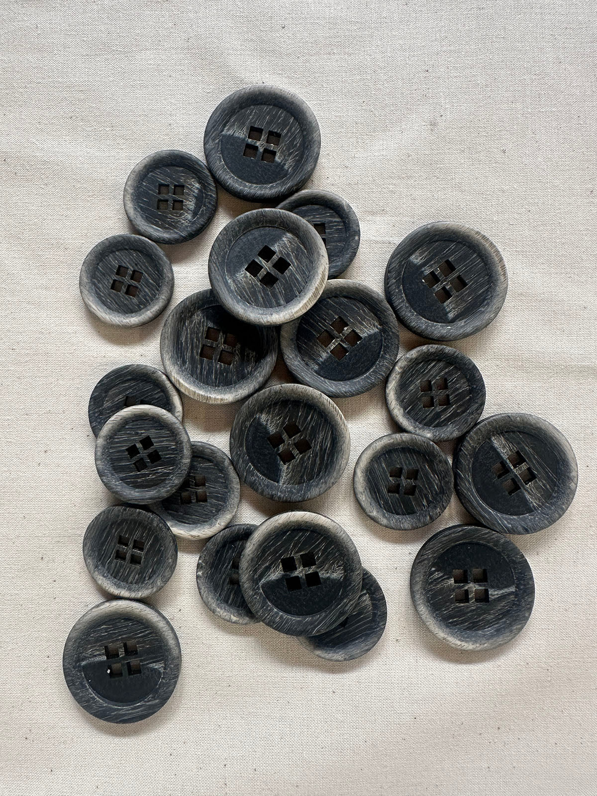 Italian Modern Brushed Square Hole Buttons - L'Etoffe Fabrics LLC