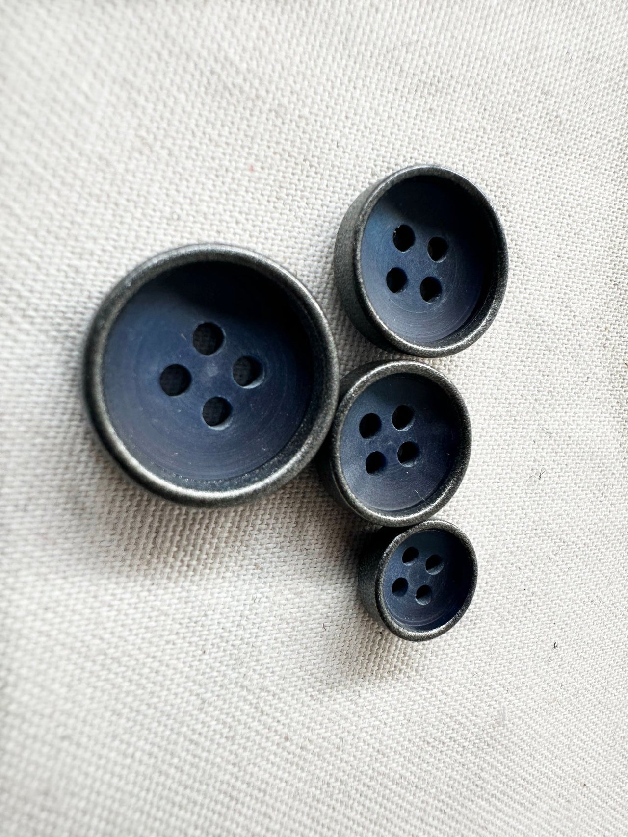 Italian Navy and Gunmetal Rimmed Shirts Buttons - L'Etoffe Fabrics LLC