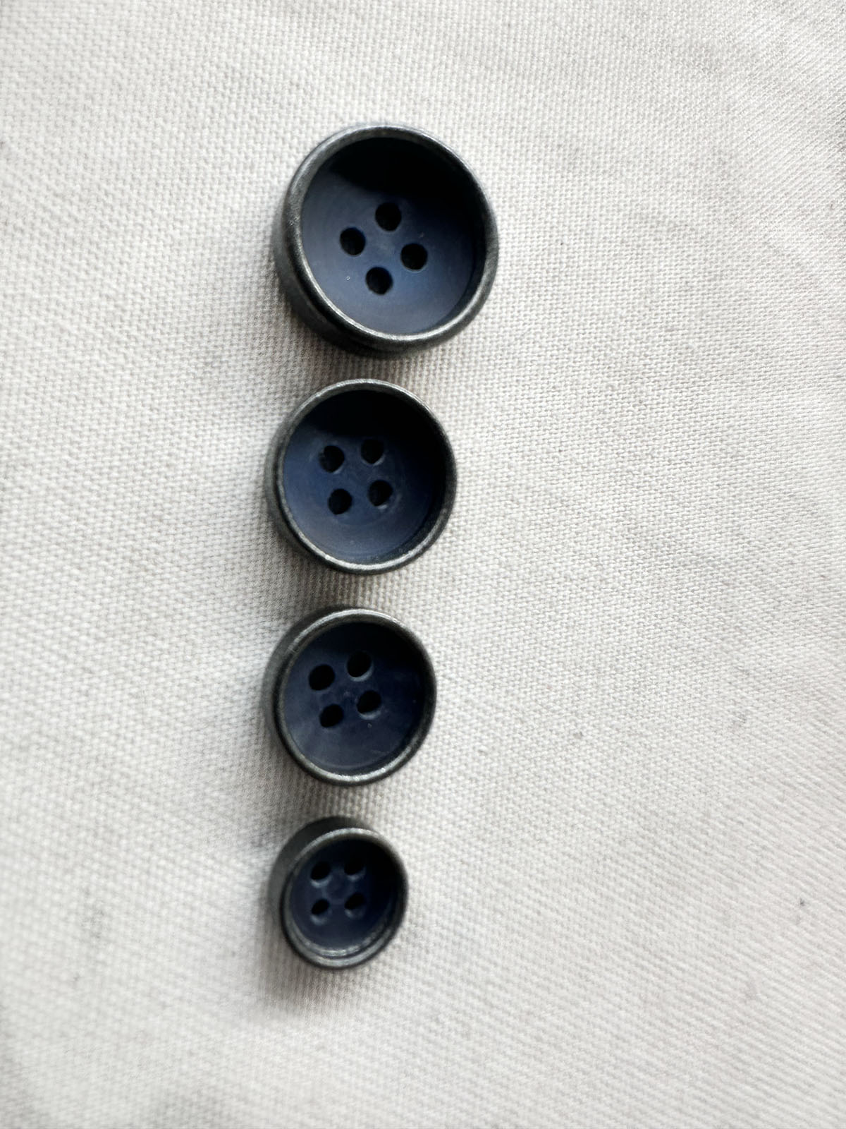 Italian Navy and Gunmetal Rimmed Shirts Buttons - L'Etoffe Fabrics LLC