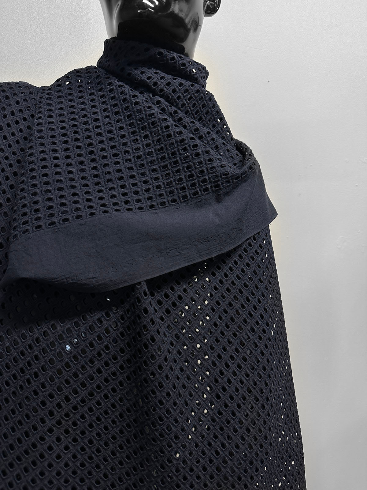 Italian Navy Graphic Cotton Eyelet - L'Etoffe Fabrics LLC